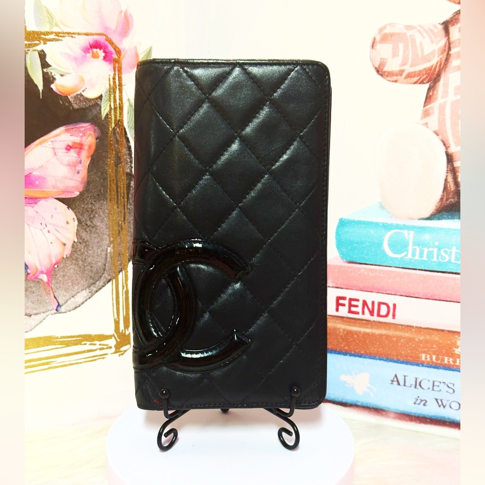 Chanel Long Wallet  Black Leather- authentic